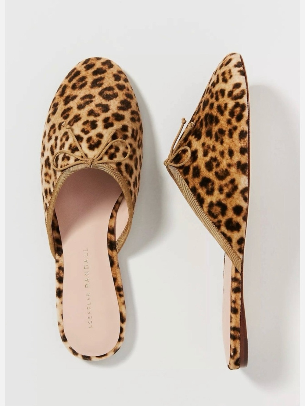 Loeffler Randall Paola Mule Slip On Leopard Print Bow Velvet Quiet Luxury Ballet